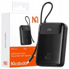 Mcdodo Mcdodo Powerbank 20000Mah S Displejem Usb Usb-C 22,5W + Lightning Kabel