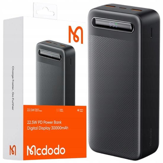 Mcdodo Mcdodo Powerbank 30000Mah S Displejem 3X Usb Usb-C 22,5W + Usb-C Kabel