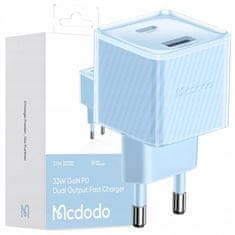 Mcdodo Mcdodo Rychlá nástěnná nabíječka pro Telefon Napájecí adaptér 2X USB Usb-C 33W Gan Blue