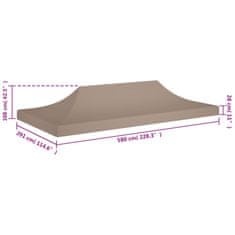 Vidaxl Střecha k party stanu 6 x 3 m taupe 270 g/m²