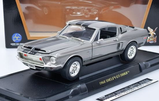 Lucky Die Cast Lucky Die Cast Ford Mustang Shelby GT500 KR 1968 - Šedá metalíza - Lucky Die Cast 1:18