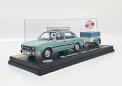 Modely Jenda Modely Jenda Škoda 120L Šedomodrá + Kempík s doplňky - MJ 1:43