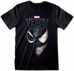 CurePink Pánské tričko Marvel|Venom: Split Face (2XL) černá bavlna