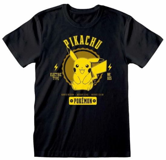 CurePink Pánské tričko Pokémon: Collegiate Pikachu (2XL) černá bavlna