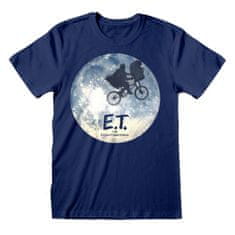 CurePink Pánské tričko ET|E.T. Mimozemšťan: Moon Ride Silhouette (L) modrá bavlna