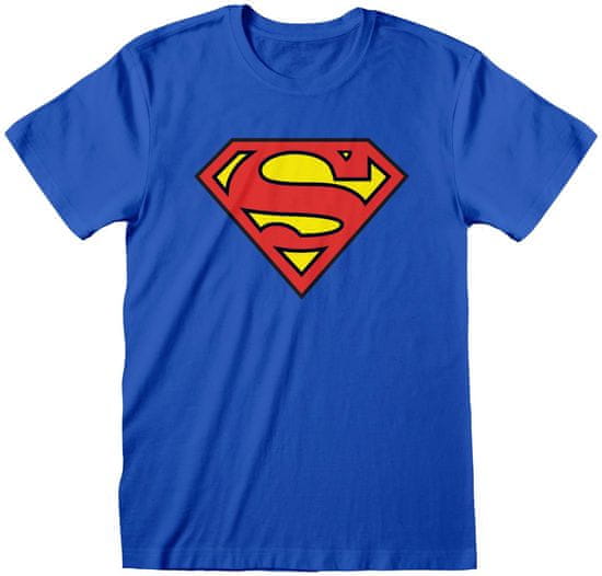 CurePink Pánské tričko DC Comics: Superman Shiels (S) modré bavlna