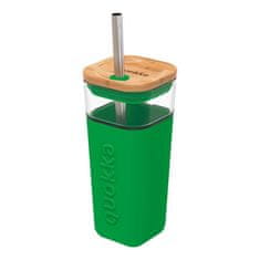 QUOKKA Liquid Cube sklenice s brčkem 540 ml, green