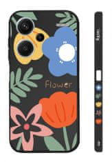 TopQ Kryt Design Xiaomi Redmi Note 13 Pro+ 5G Malované květy černý 123156
