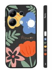TopQ Kryt Design Xiaomi Redmi Note 13 Malované květy černý 122990