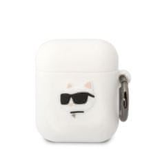 Karl Lagerfeld  3D Logo NFT Choupette Head Silikonové Pouzdro pro Airpods 1/2 White