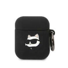 Karl Lagerfeld  3D Logo NFT Choupette Head Silikonové Pouzdro pro Airpods 1/2 Black