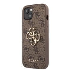 Guess  PU 4G Metal Logo Zadní Kryt pro iPhone 13 Brown