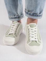 Amiatex Stylové dámské tenisky zelené bez podpatku + Ponožky Gatta Calzino Strech, odstíny zelené, 40