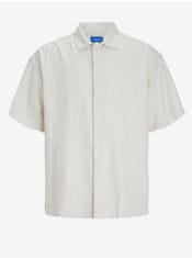 Jack&Jones Krémová pánská lněná košile s krátkým rukávem Jack & Jones Faro S