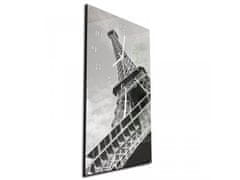 Glasdekor Nástěnné hodiny 30x60cm černobílá Eiffel věž - Materiál: kalené sklo