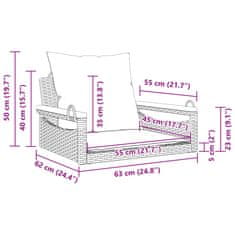 Petromila Houpací lavice s poduškami béžová 63 x 62 x 40 cm polyratan
