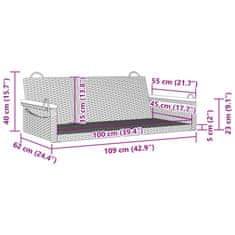 Vidaxl Houpací lavice černá 109 x 62 x 40 cm polyratan