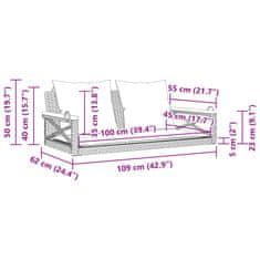 Petromila Houpací lavice s poduškami černá 109 x 62 x 40 cm polyratan