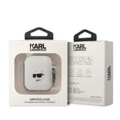 Karl Lagerfeld  3D Logo NFT Choupette Head Silikonové Pouzdro pro Airpods 1/2 White