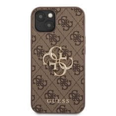 Guess  PU 4G Metal Logo Zadní Kryt pro iPhone 13 Brown