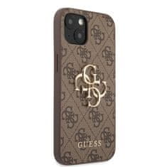 Guess  PU 4G Metal Logo Zadní Kryt pro iPhone 13 Brown