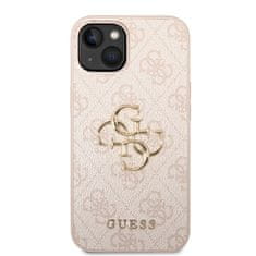 Guess  PU 4G Metal Logo Zadní Kryt pro iPhone 14 Pink