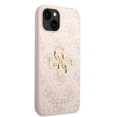 Guess  PU 4G Metal Logo Zadní Kryt pro iPhone 14 Pink