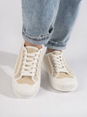 Amiatex Moderní hnědé dámské tenisky bez podpatku + Ponožky Gatta Calzino Strech, odstíny hnědé a béžové, 40