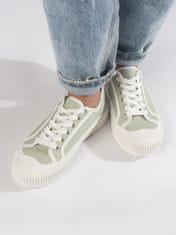 Amiatex Stylové dámské tenisky zelené bez podpatku + Ponožky Gatta Calzino Strech, odstíny zelené, 40