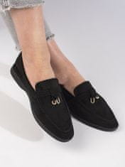 Amiatex Výborné dámské černé mokasíny na plochém podpatku + Ponožky Gatta Calzino Strech, černé, 39