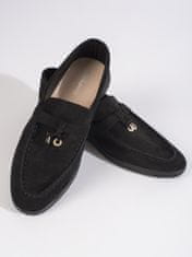Amiatex Výborné dámské černé mokasíny na plochém podpatku + Ponožky Gatta Calzino Strech, černé, 39