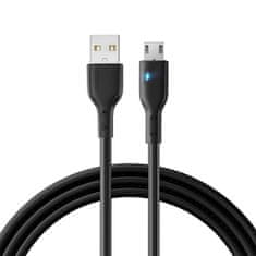 shumee USB - microUSB 2.4A kabel s LED, 2m, černý