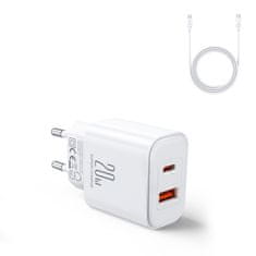 shumee USB-A USB-C PD 20W nabíječka do zdi + USB-C kabel JR-TCF05 bílá