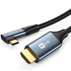 shumee Úhlový kabel USB-C - HDMI 4K 60Hz, 2m, šedý