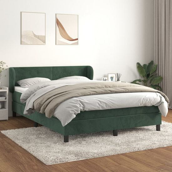 shumee Box spring postel s matrací tmavě zelená 140x190 cm samet