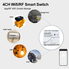 Secutek 4kanálový inteligentní WIFI modul, AC 85-250V, Tuya