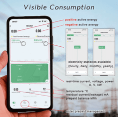 Secutek Chytrý obousměrný jednofázový elektroměr pro fotovoltaiku - WiFi Tuya, 230V