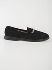 Amiatex Trendy mokasíny dámské černé bez podpatku + Ponožky Gatta Calzino Strech, černé, 36