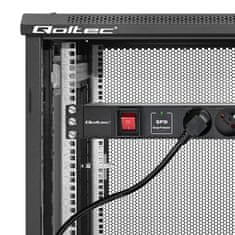 Qoltec Hliníková napájecí lišta PDU pro 19'' rack | 1U | 16A | 6xFRENCH | 1,8m