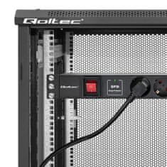 Qoltec Hliníková napájecí lišta PDU pro 19'' rack | 1U | 16A | 6xSCHUKO | 1,8m