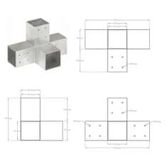 Vidaxl Trámová spojka tvaru X pozinkovaný kov 81 x 81 mm