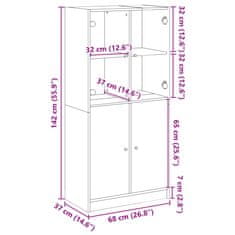 Vidaxl Highboard s dvířky hnědý dub 68 x 37 x 142 cm kompozitní dřevo