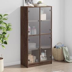 shumee Highboard s dvířky hnědý dub 68 x 37 x 142 cm kompozitní dřevo