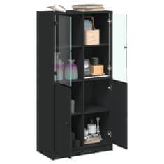 Vidaxl Highboard s dvířky černý 68 x 37 x 142 cm kompozitní dřevo