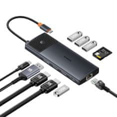 shumee 11v1 HUB USB-C adaptér USB-A / PD / HDMI / DP / RJ-45 / SD / TF černý