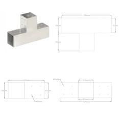 Vidaxl Trámová spojka tvaru T pozinkovaný kov 81 x 81 mm