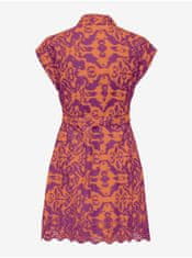 ONLY Oranžovo-fialové dámské košilové vzorované šaty ONLY Lou XS