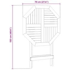 Petromila Skládací zahradní stůl Ø 70 x 75 cm masivní akáciové dřevo