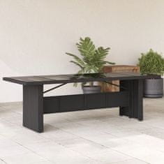 shumee Zahradní stůl se skleněnou deskou černý 240x90x75 cm polyratan