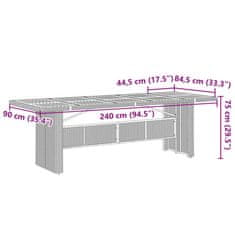 Vidaxl Zahradní stůl s akáciovou deskou šedý 240x90x75 cm polyratan